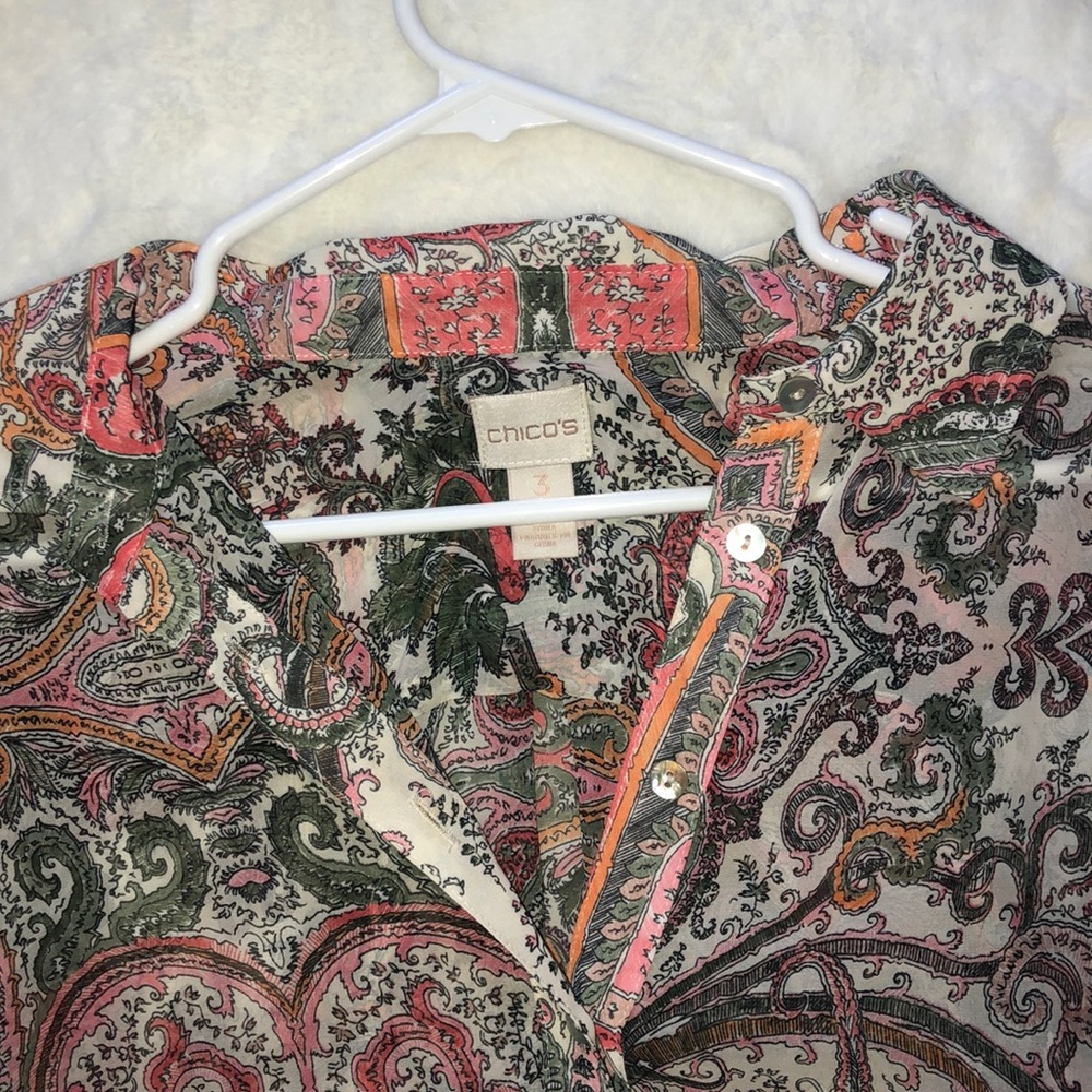 Colorful Chico’s button down - Picture 2 of 2